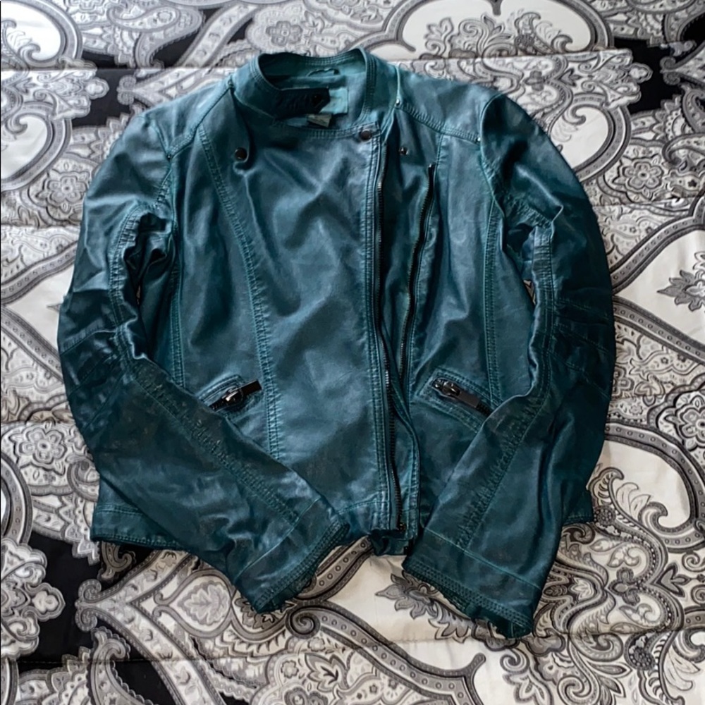 Forever 21 blue leather jacket